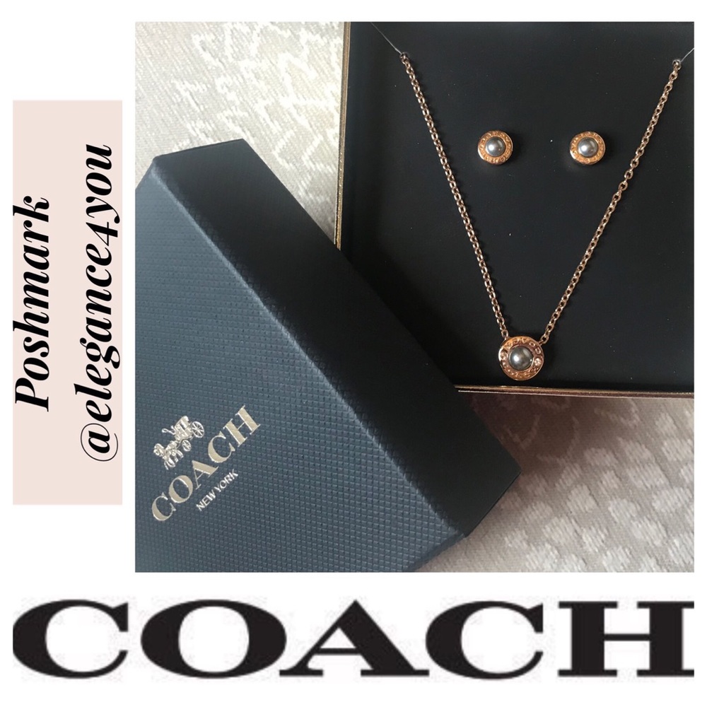 ✨COACH✨LAST 1! Authentic Circle Rosegold & Pearl Set